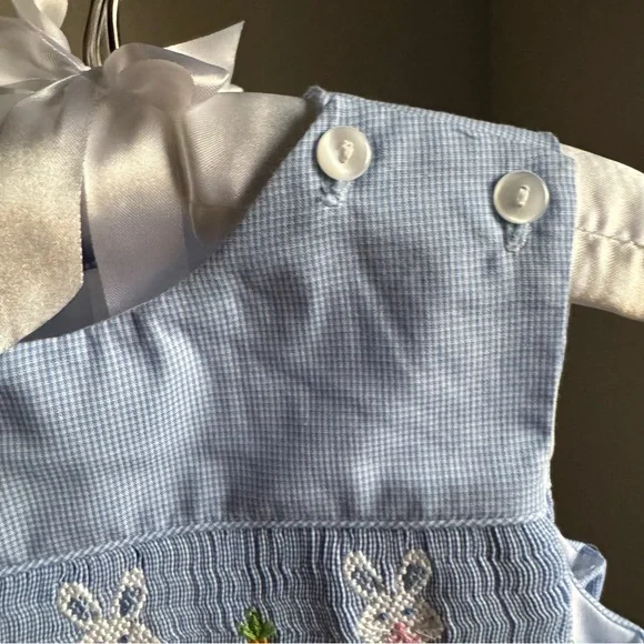 NWT Edgehill Collection Baby Boys Smocked Bunny Jon Jon Romper Sz 12M - Picture 6 of 7